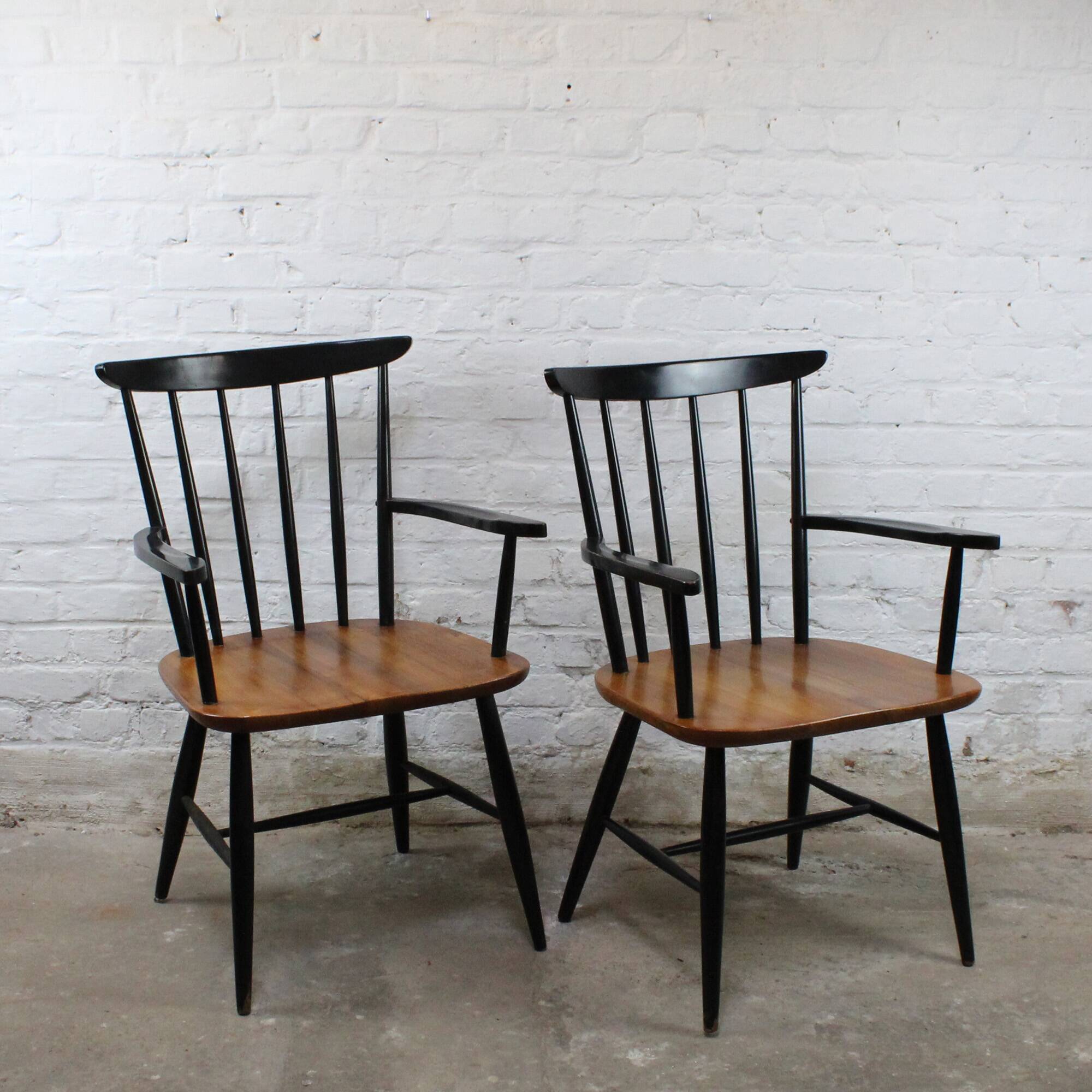 Pair of vintage Scandinavian-style bridge armchairs