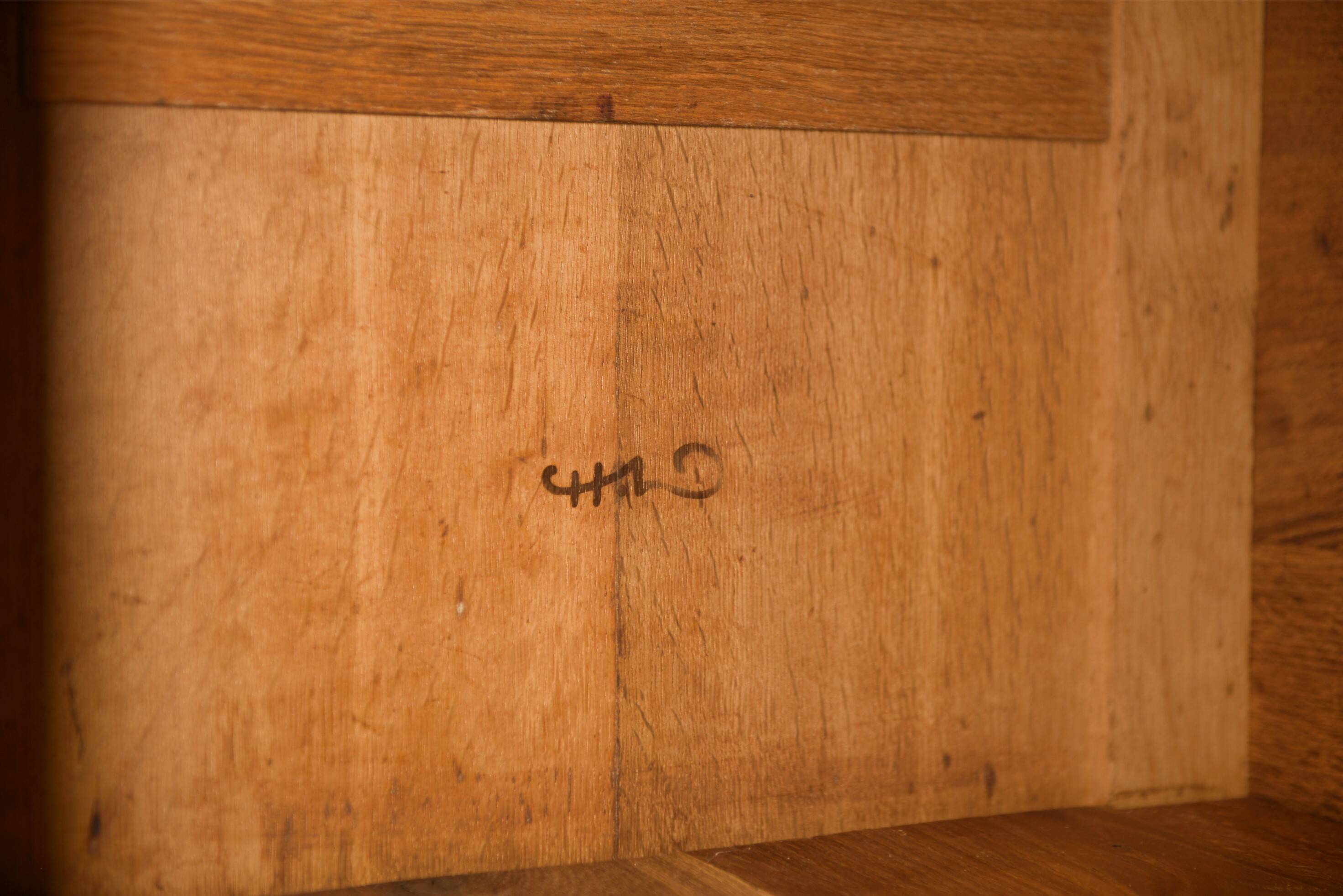 Oak and wrought iron sideboard signed by Charles Dudouyt, 1940s.
