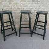3 high bar stools, wooden, handle