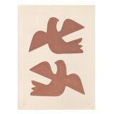 Illustration Birds 30x40 painting signed Eawy