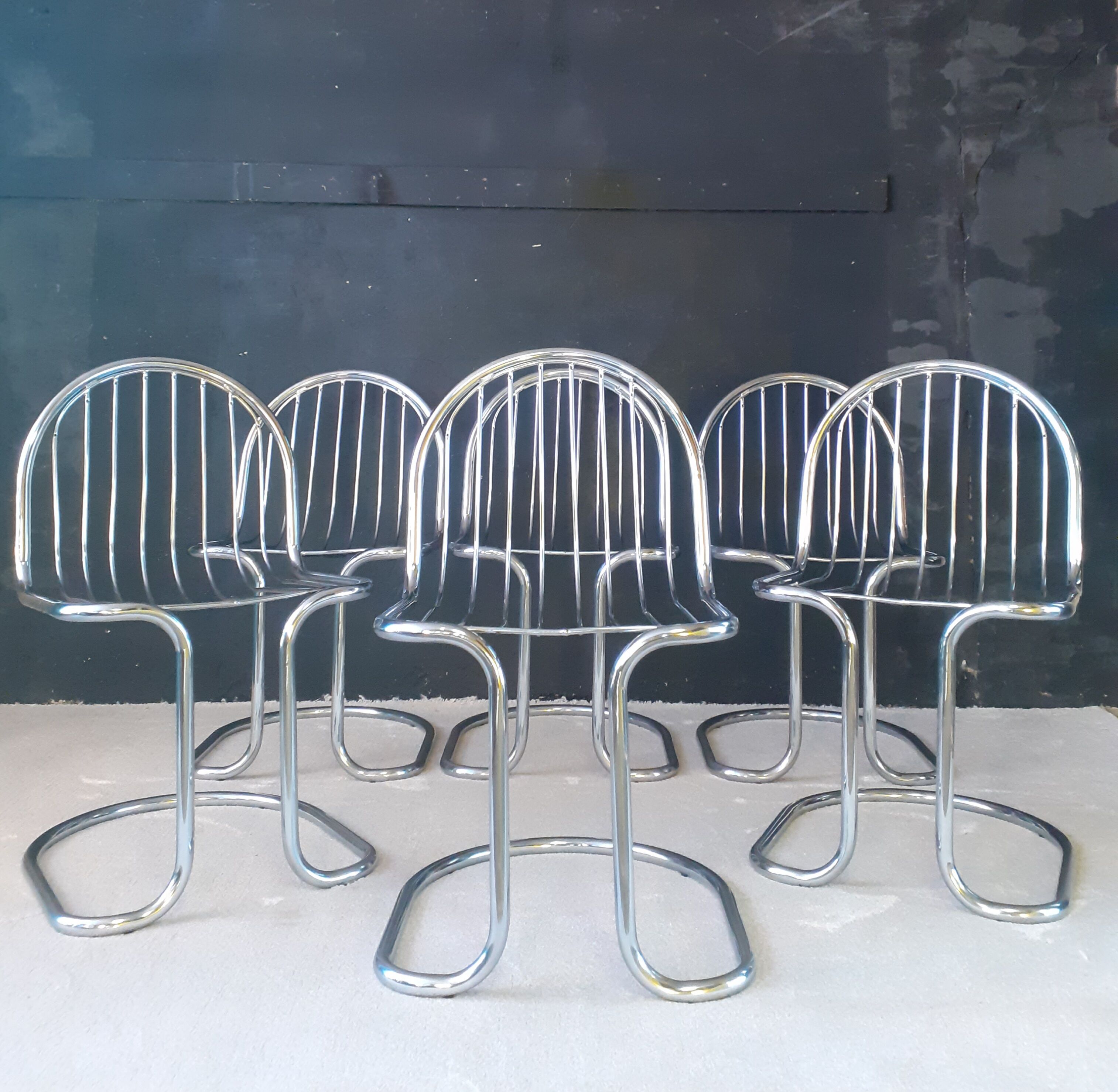 6 designer wired chairs vintage 1970