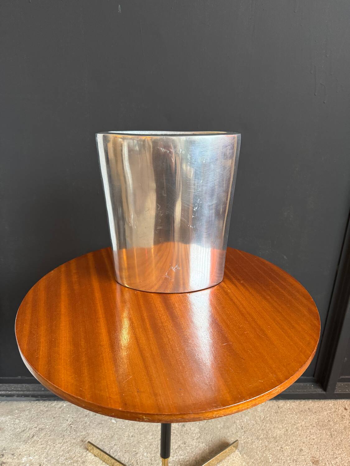 Brushed aluminium vase from the 1980s.