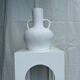 Handcrafted terracotta vase painted white with double handles h:40 d:30