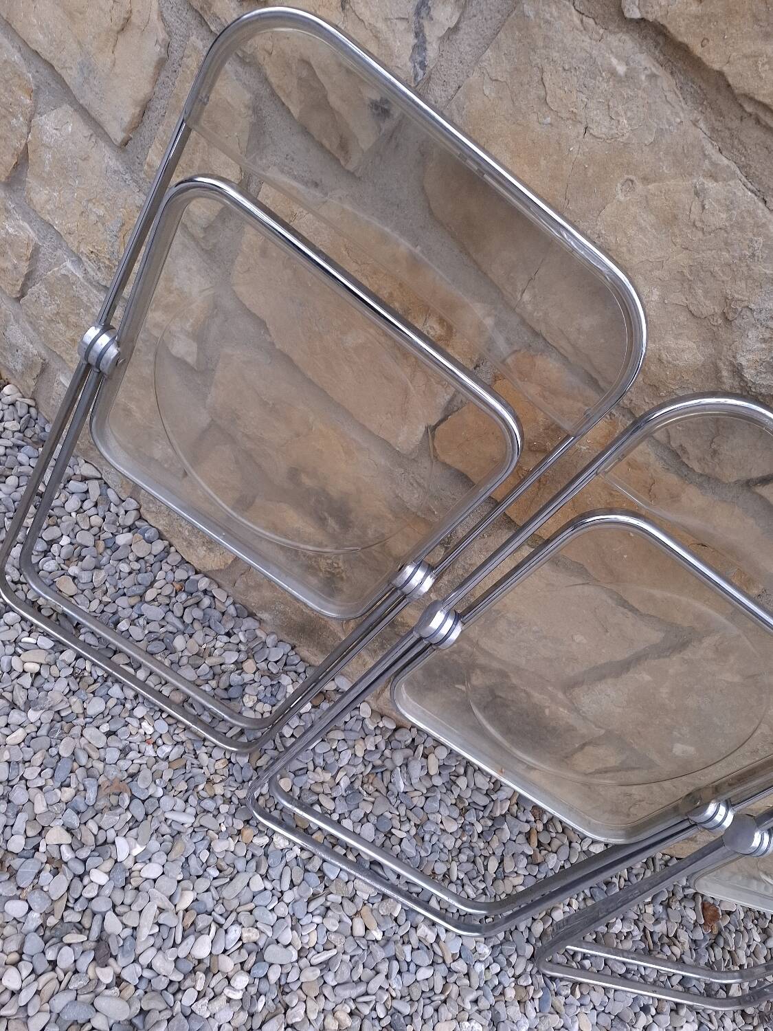 5 vintage 70'S chairs + Giancarlo Piretti Castelli support