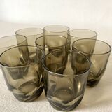Smoked glass water glasses, 70s
