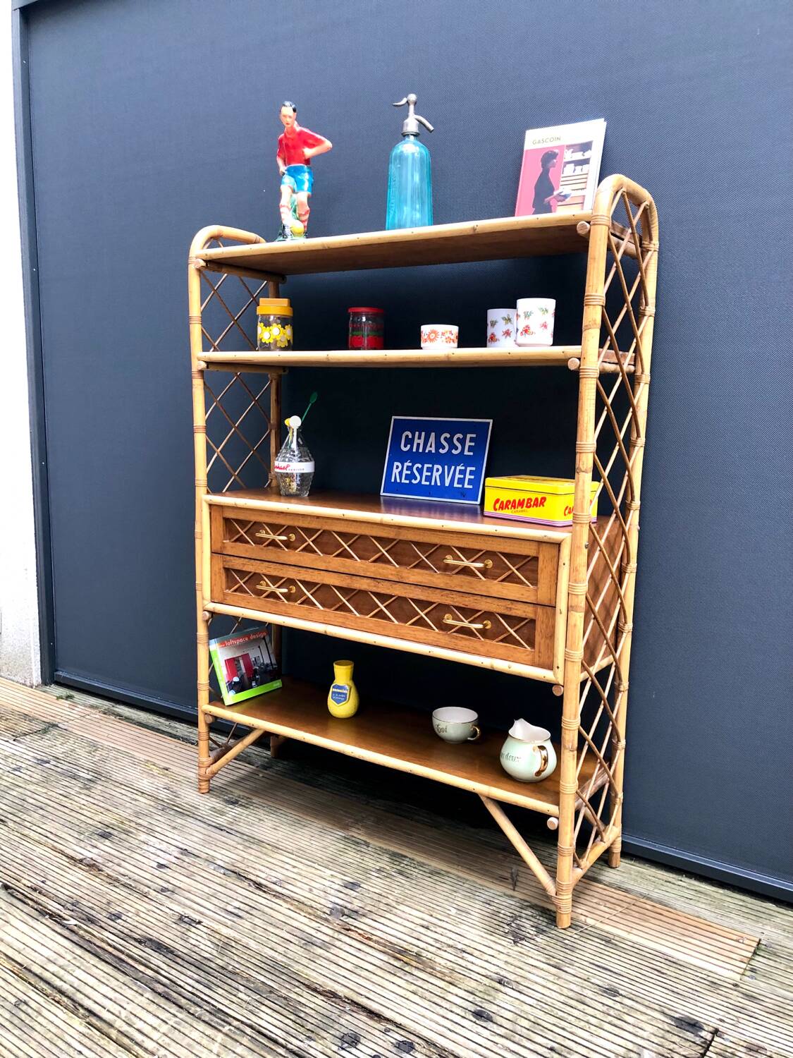 Rattan bookcase shelf
