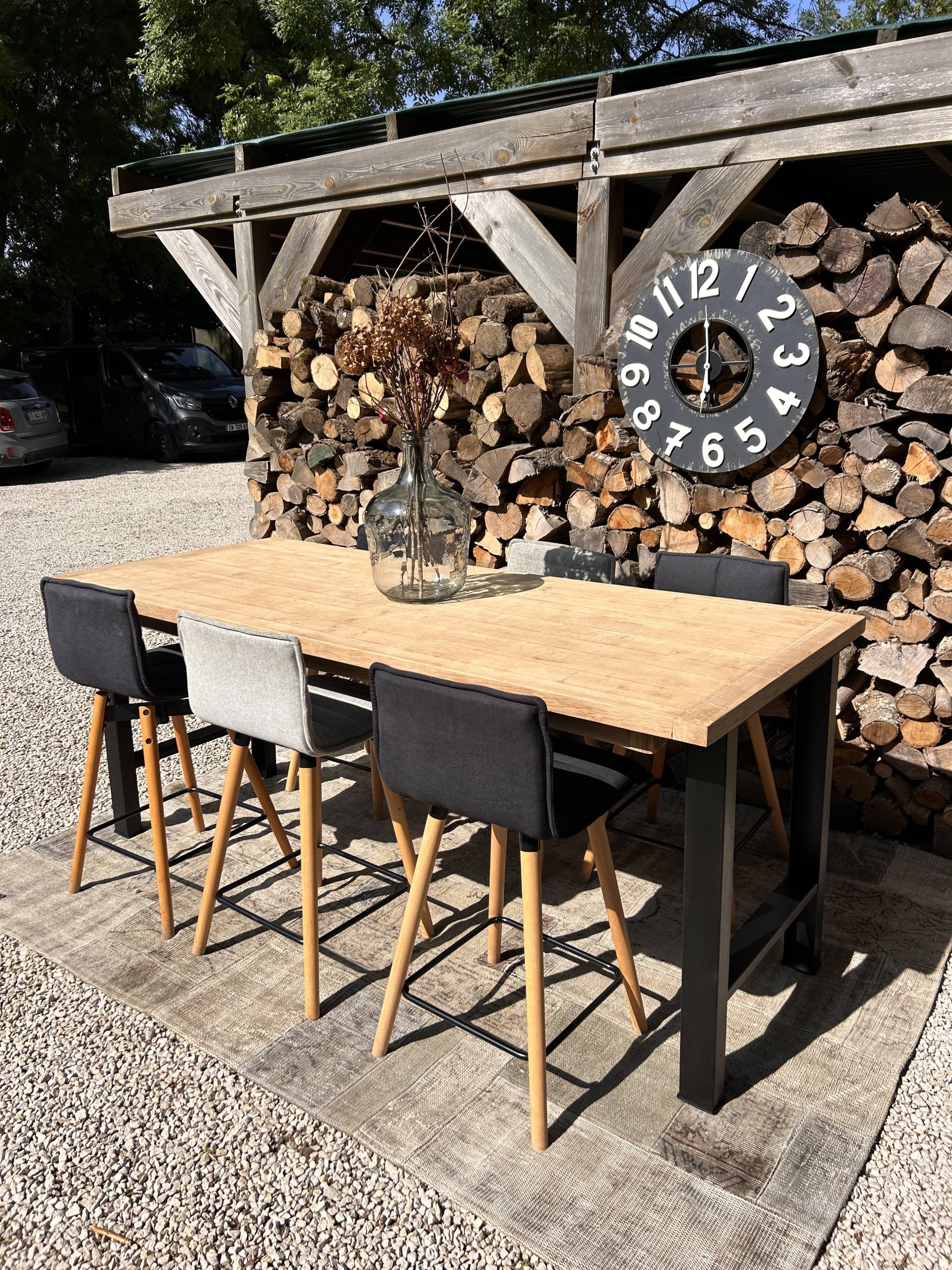 High table, island in wood and metal