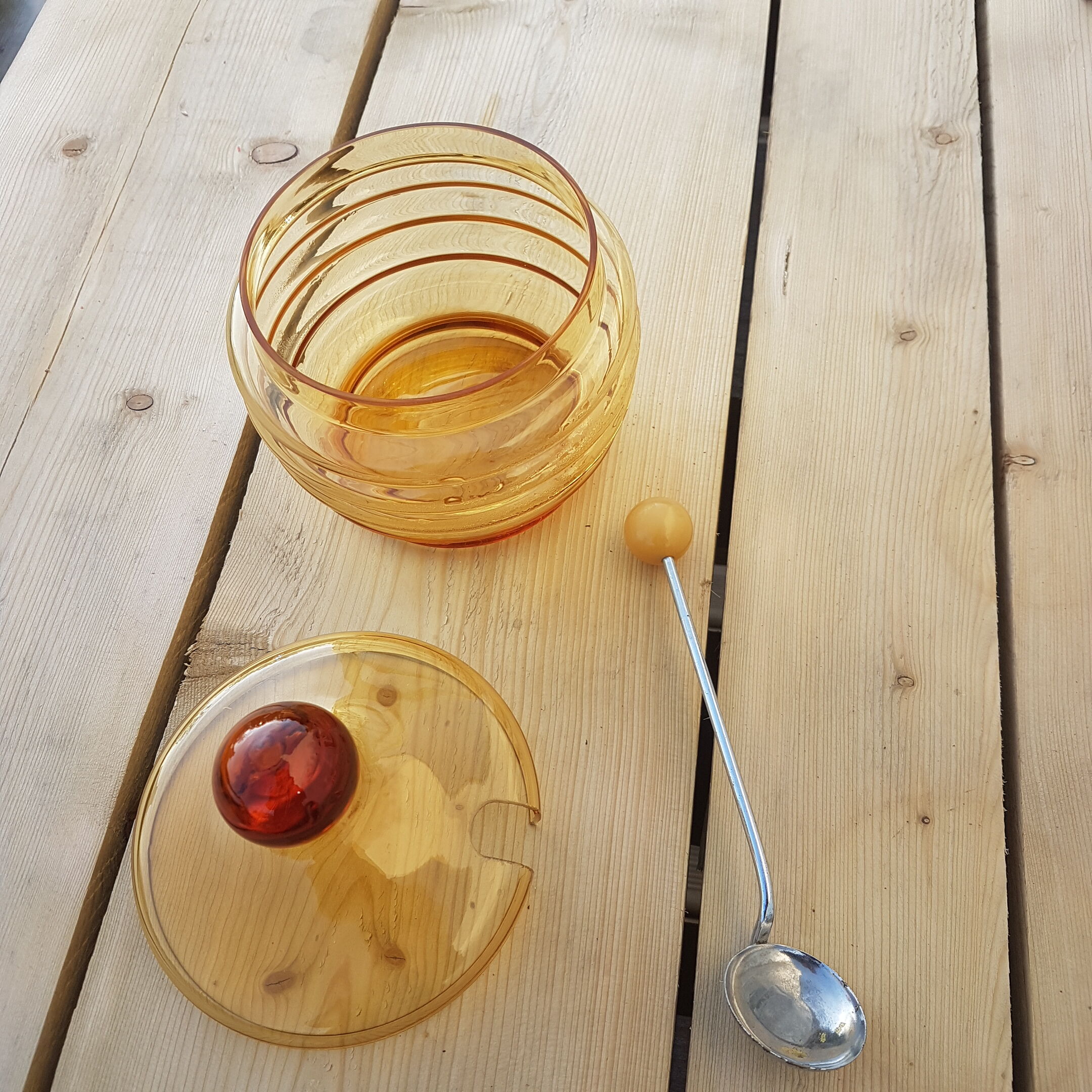 Honey glass jar, vintage