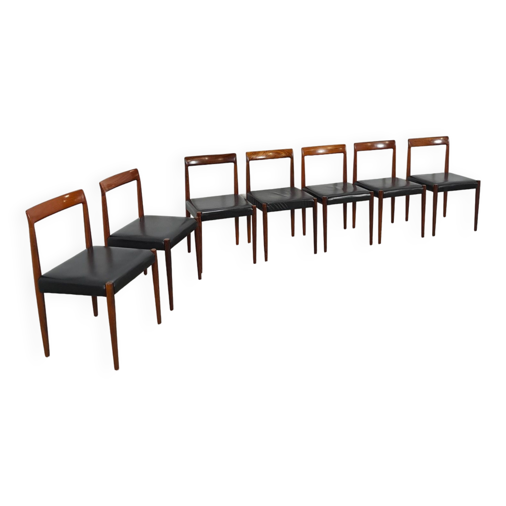 Ensemble design de chaises Lubke en bois de rose 7x