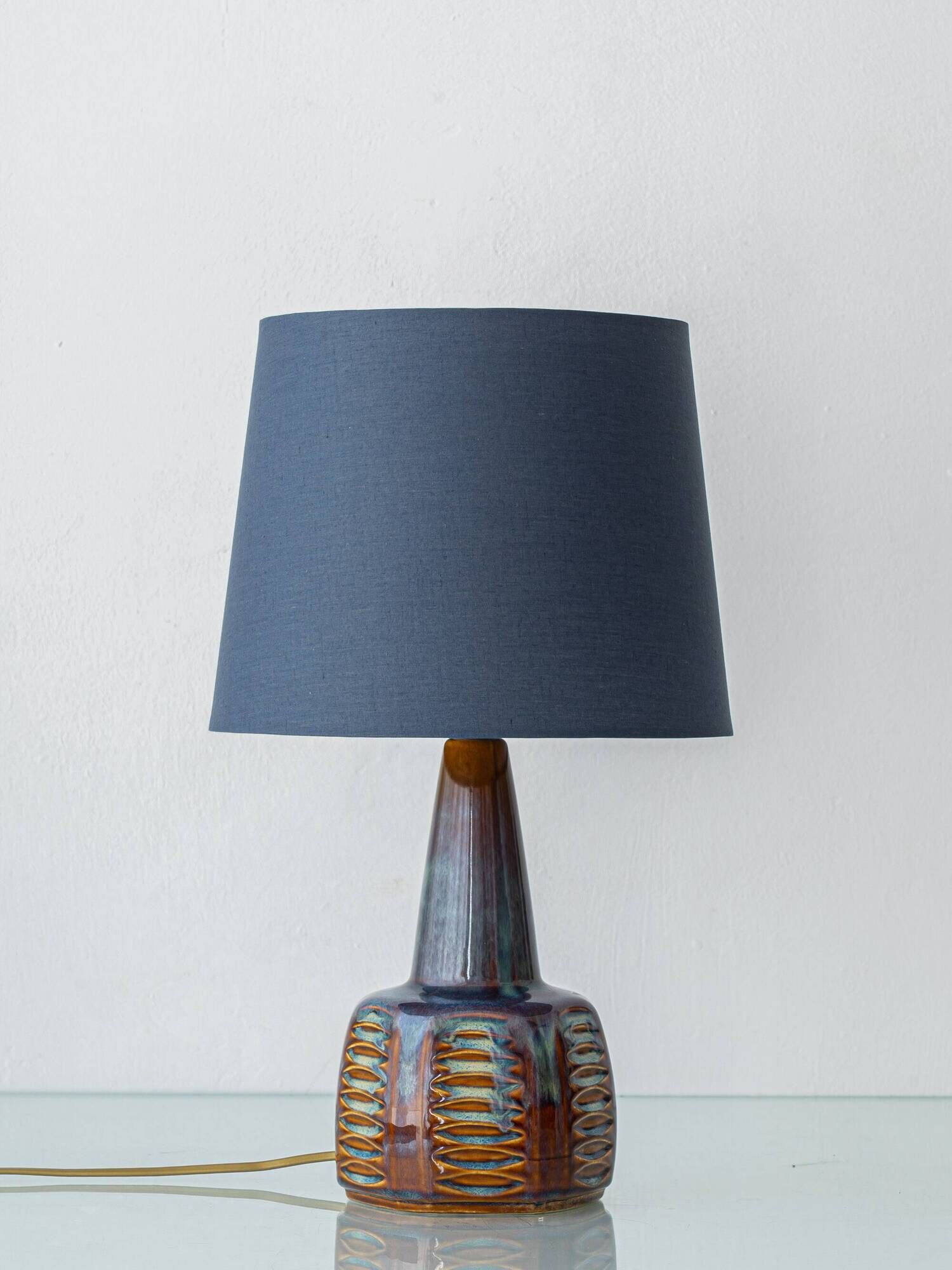 Søholm Danish Modern Stoneware Table Lamp, Brown and Blue Glaze, New Shade