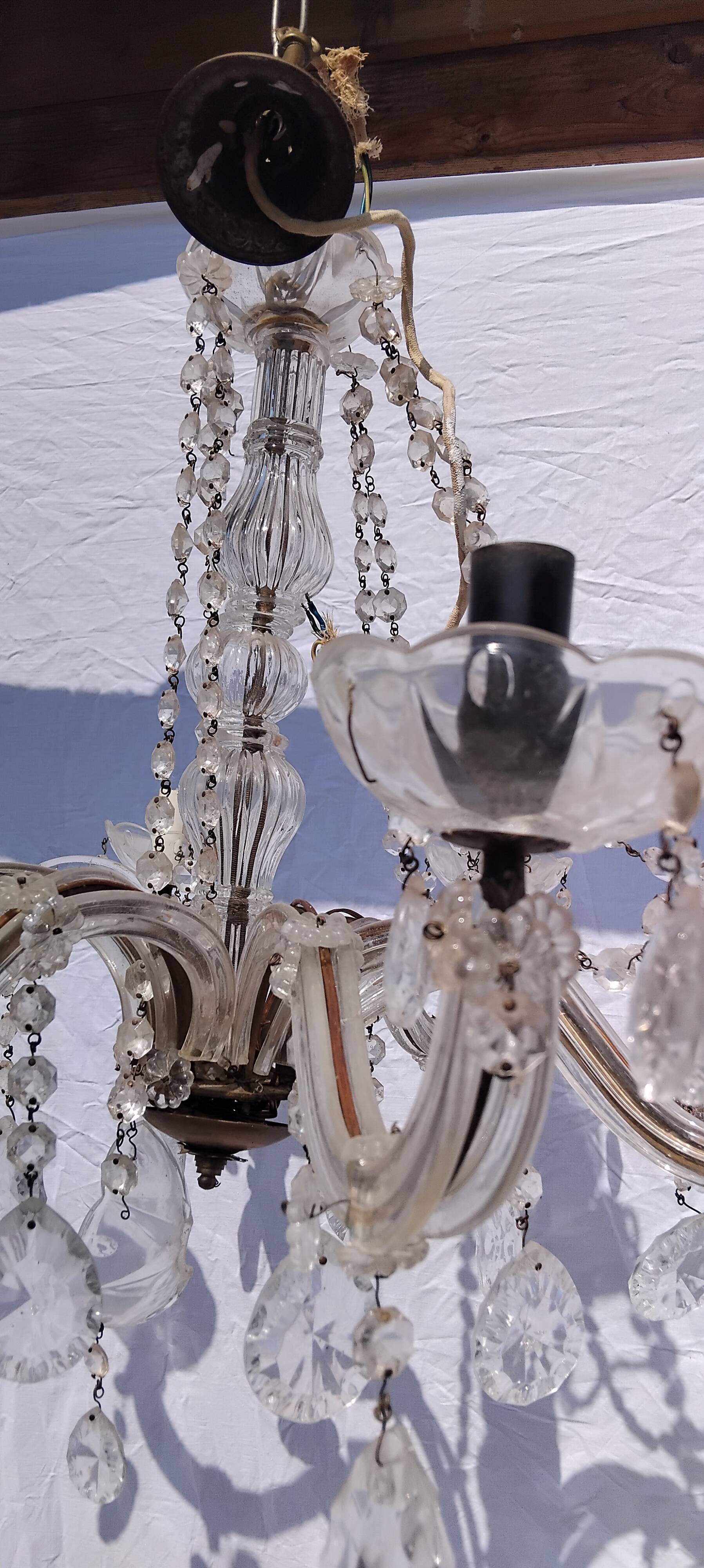 4 vintage crystal chandelier pendants