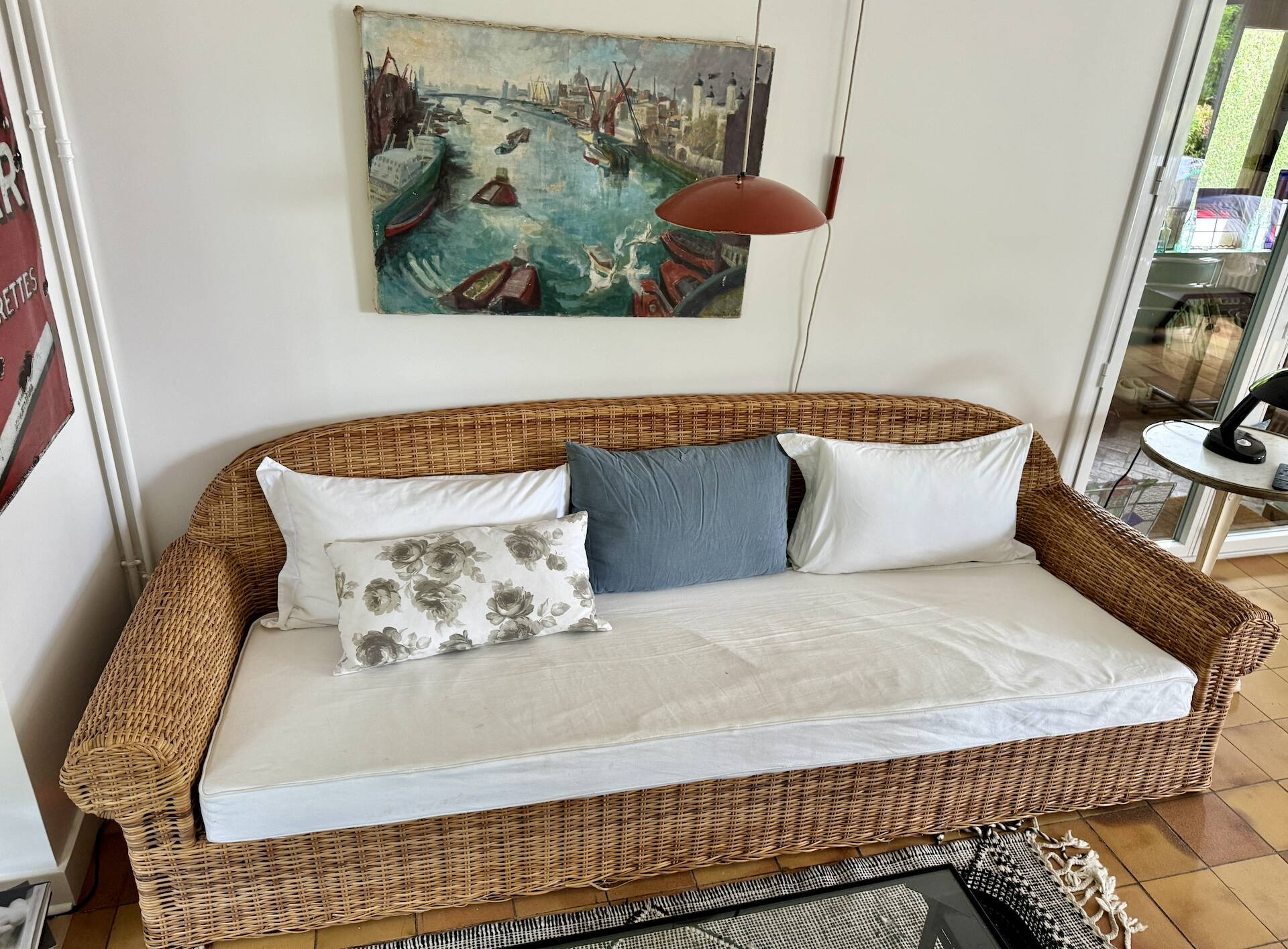 3 seater rattan sofa from Conran shop vintage