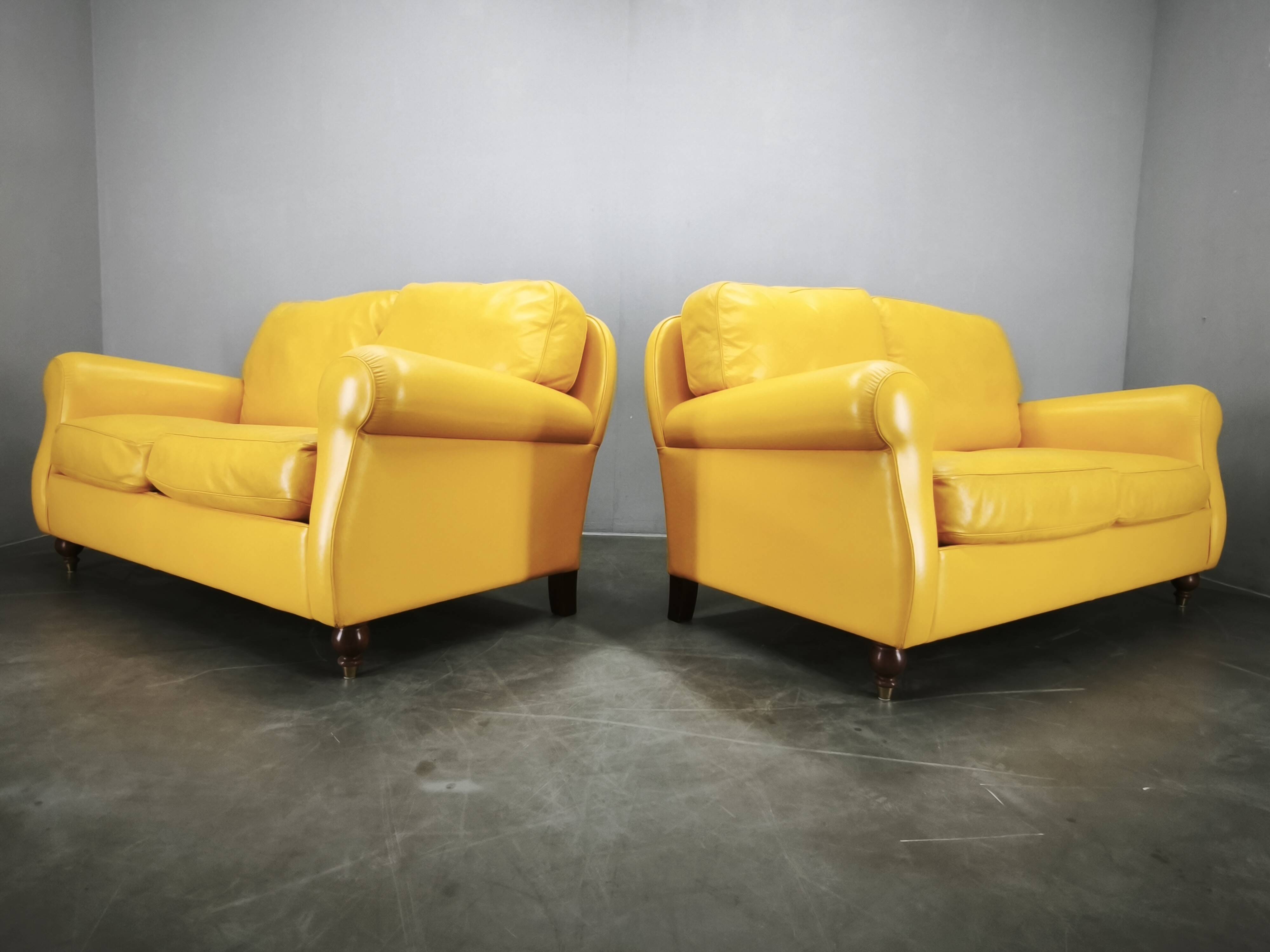 Pair of Poltrona Frau George Leather Sofas, Italy, 1992