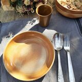 Set of 3 rimmed plates in glazed stoneware