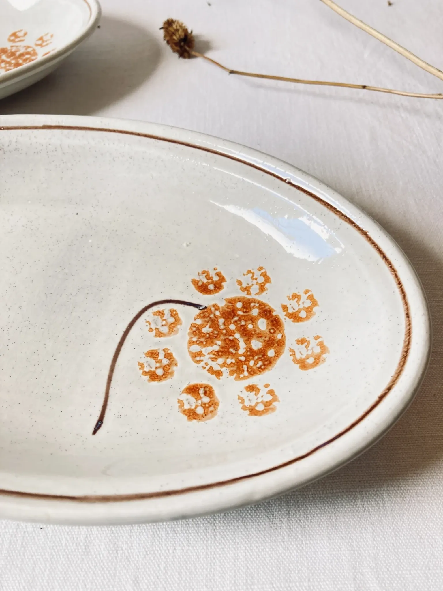 Pair of vintage earthenware dishes from Sarreguemines, 1970s