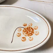 Pair of vintage earthenware dishes from Sarreguemines, 1970s