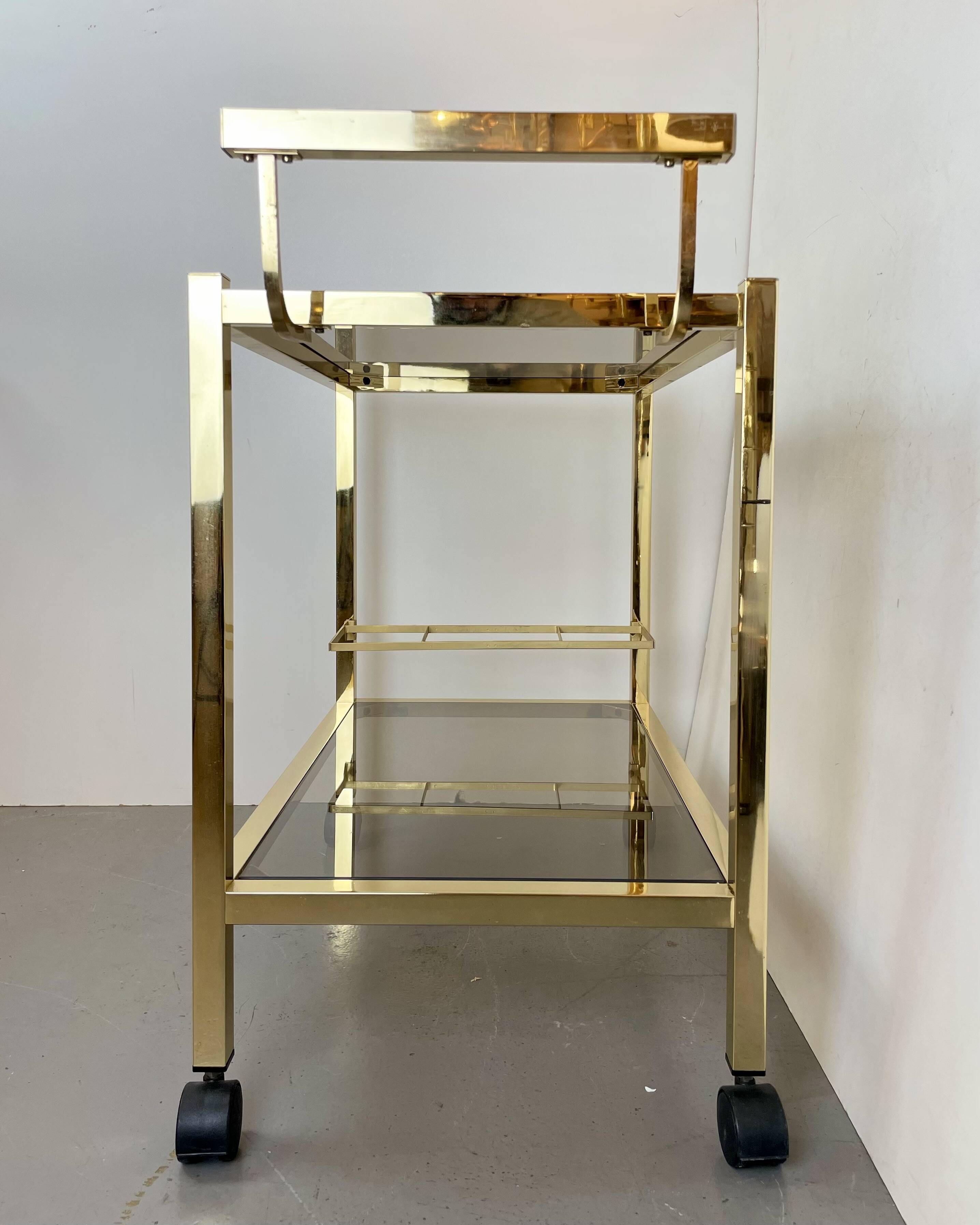 Hollywood Regency Gold Bar Cart, 1980s