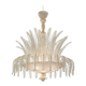 Contemporary Venetian White and Gold Leaves Murano Style Glass Chandelier