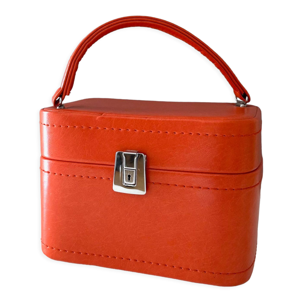 Trousse De Toilette Vintage Années 50-70 - Occasion, En PVC Marron