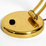 Huge 1970s brass table lamp with adjustable neck and shade from Hillebrand