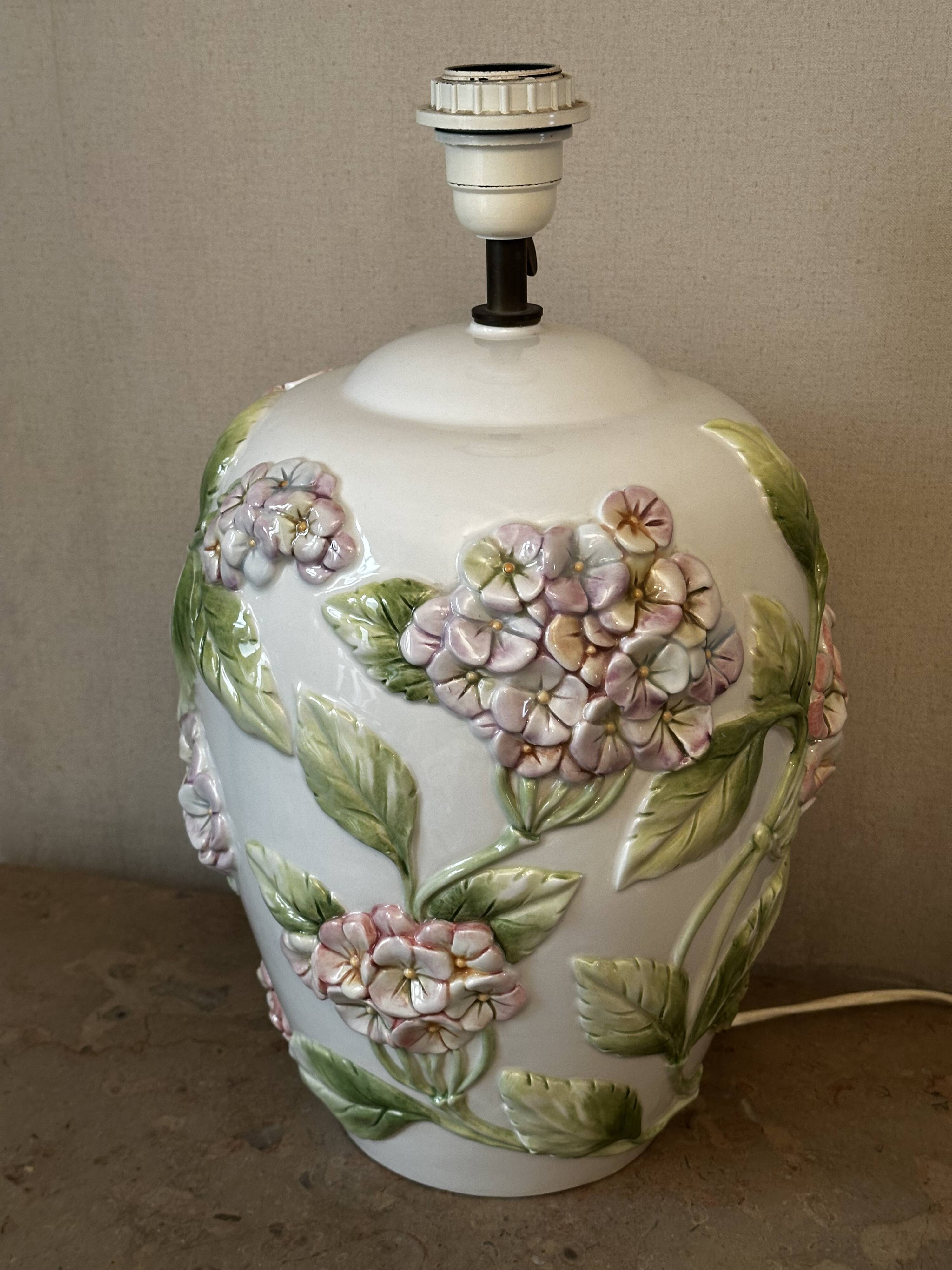 Chaumette Model Hortensias Lamp Base - Barbotine H 40 cm
