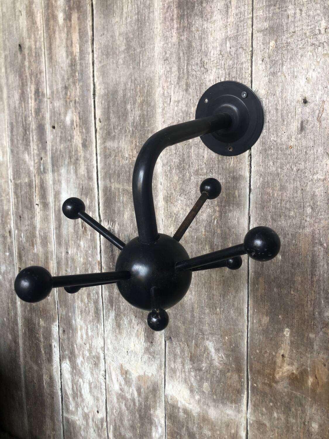 Old sputnik wall coat rack black metal ball vintage
