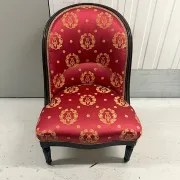 Set of 2 Empire period chairs, red silk with gold trim.