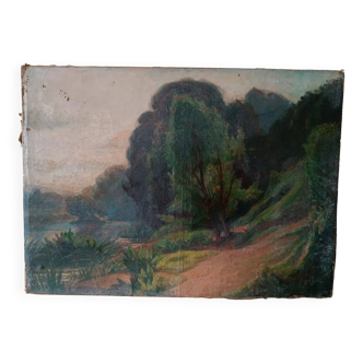 Oil painting on canvas impressionist France 19th century