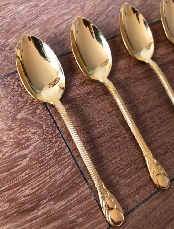 Lot of 6 golden spoons