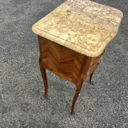 Antique marquetry bedside table – Marble top – Louis XV style