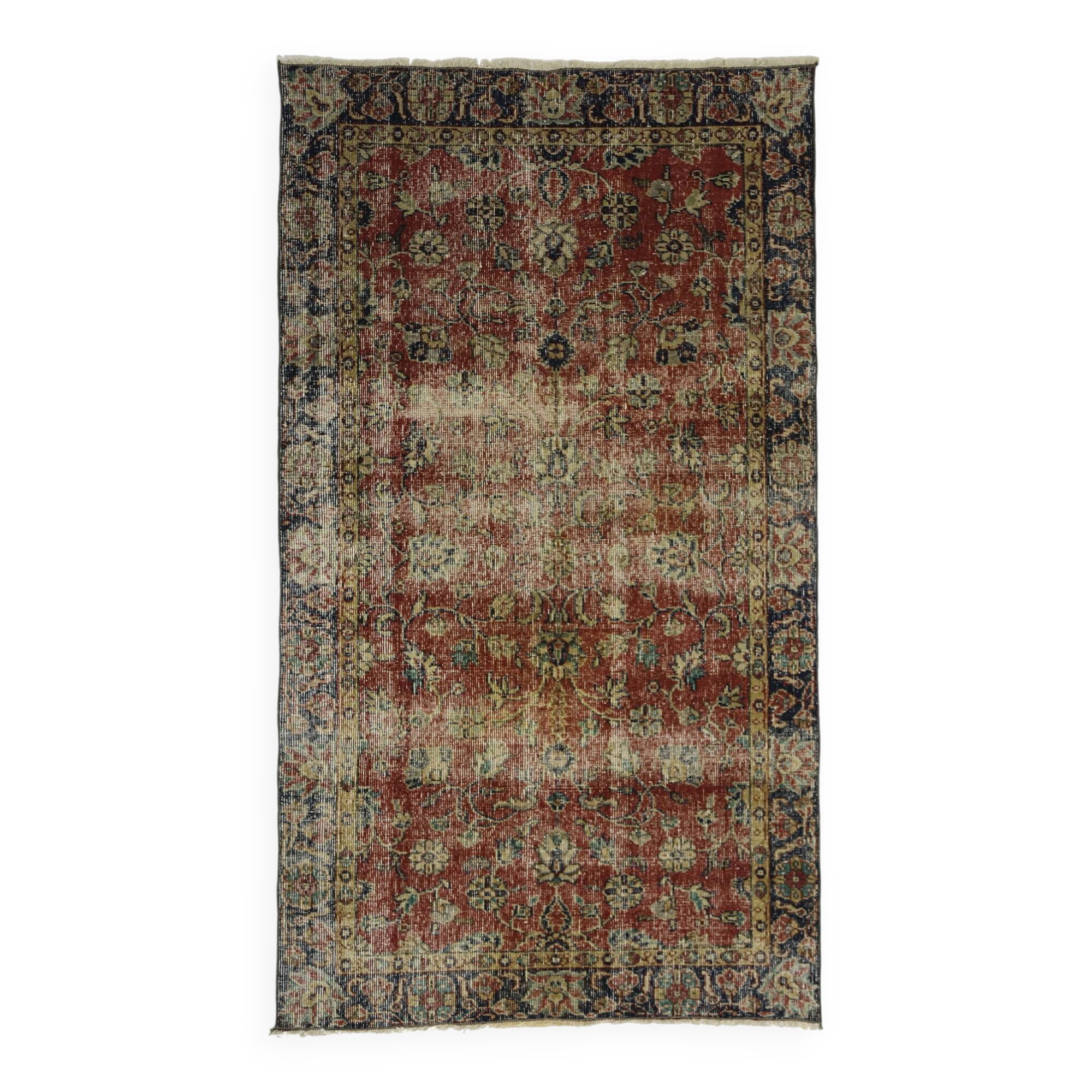Turkish Anatolian Handmade Vintage Area Rug 190 cm x 107 cm