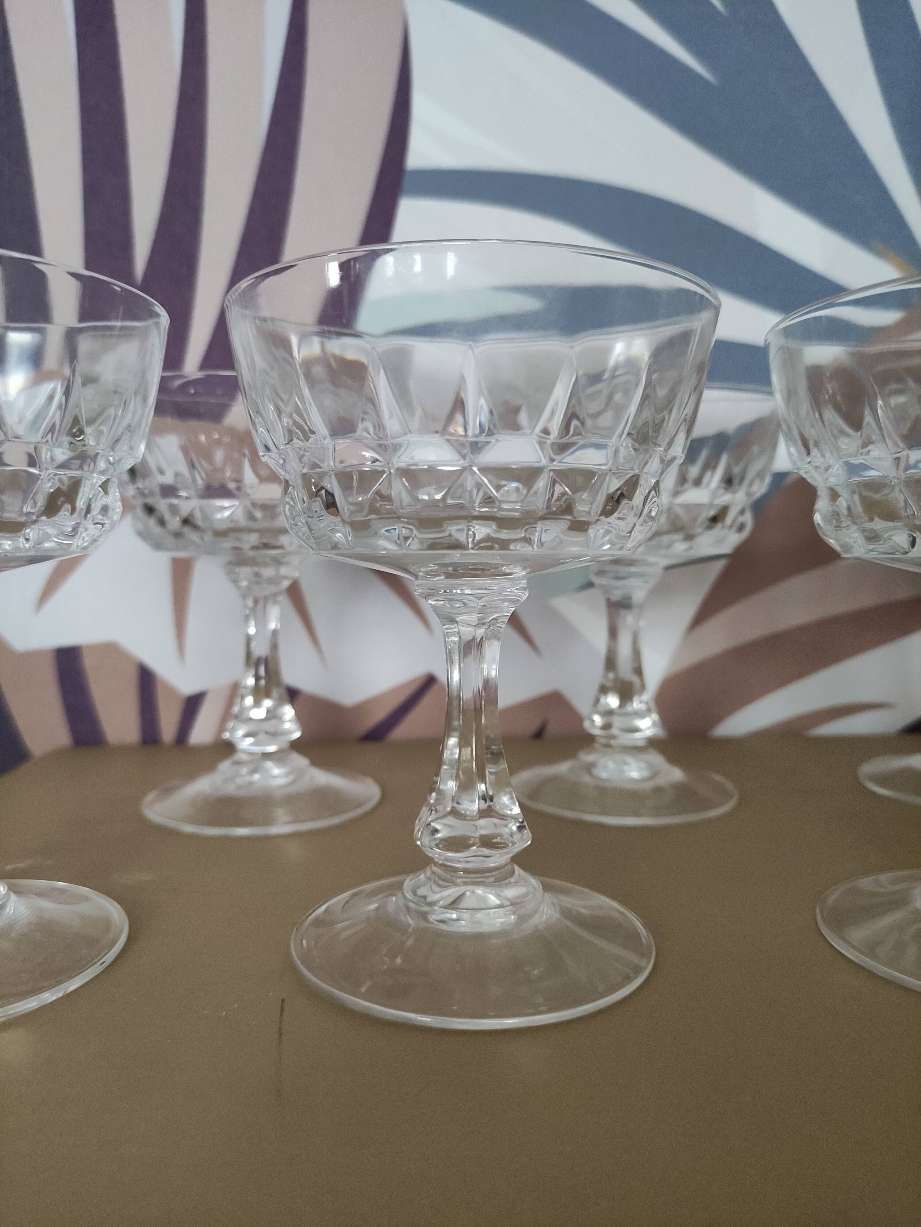 6 crystal champagne glasses