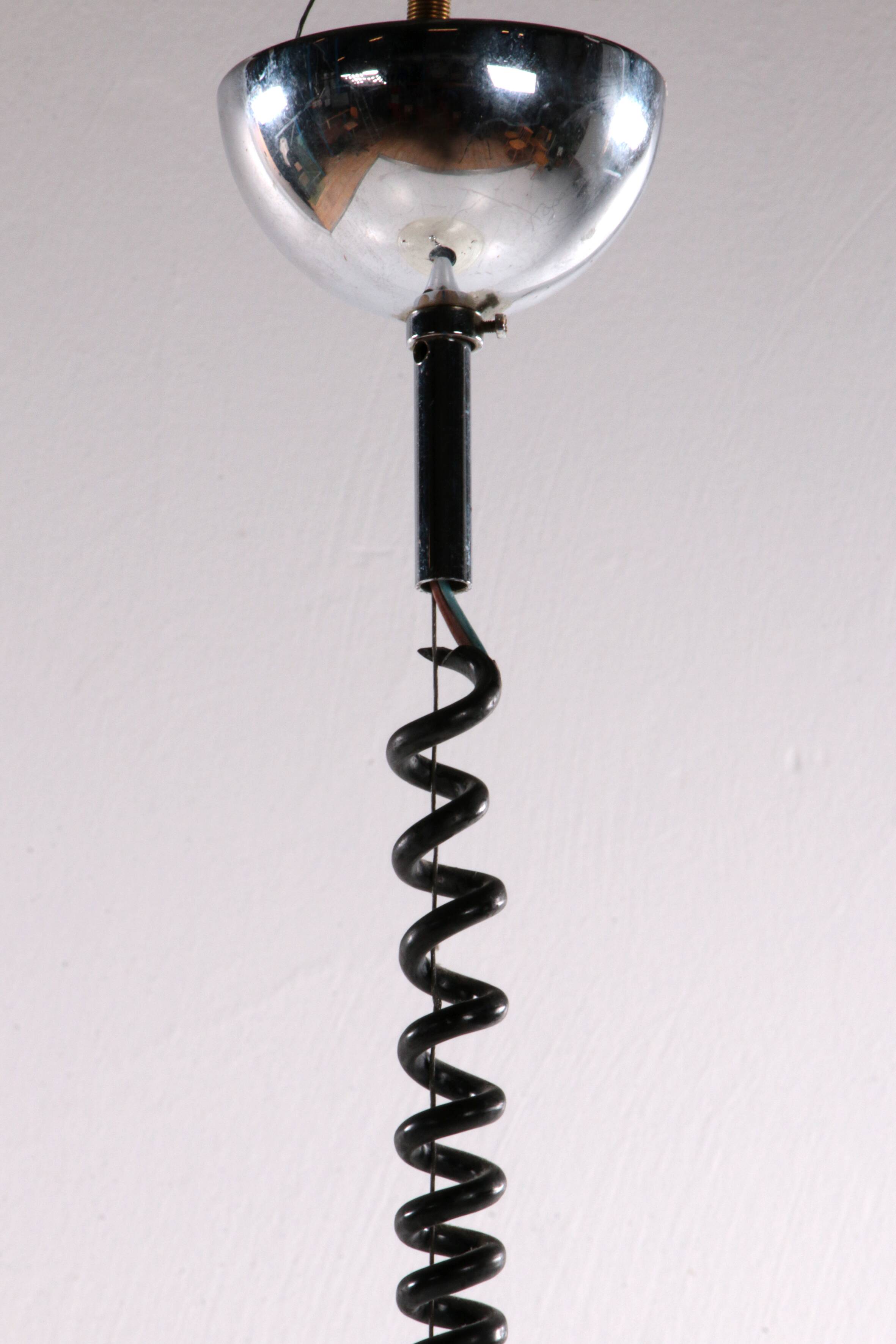 Vintage Space Age White hanging lamp Cristallux Germany 70