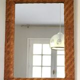Miroir cadre rotin tressé 1970 39x54cm