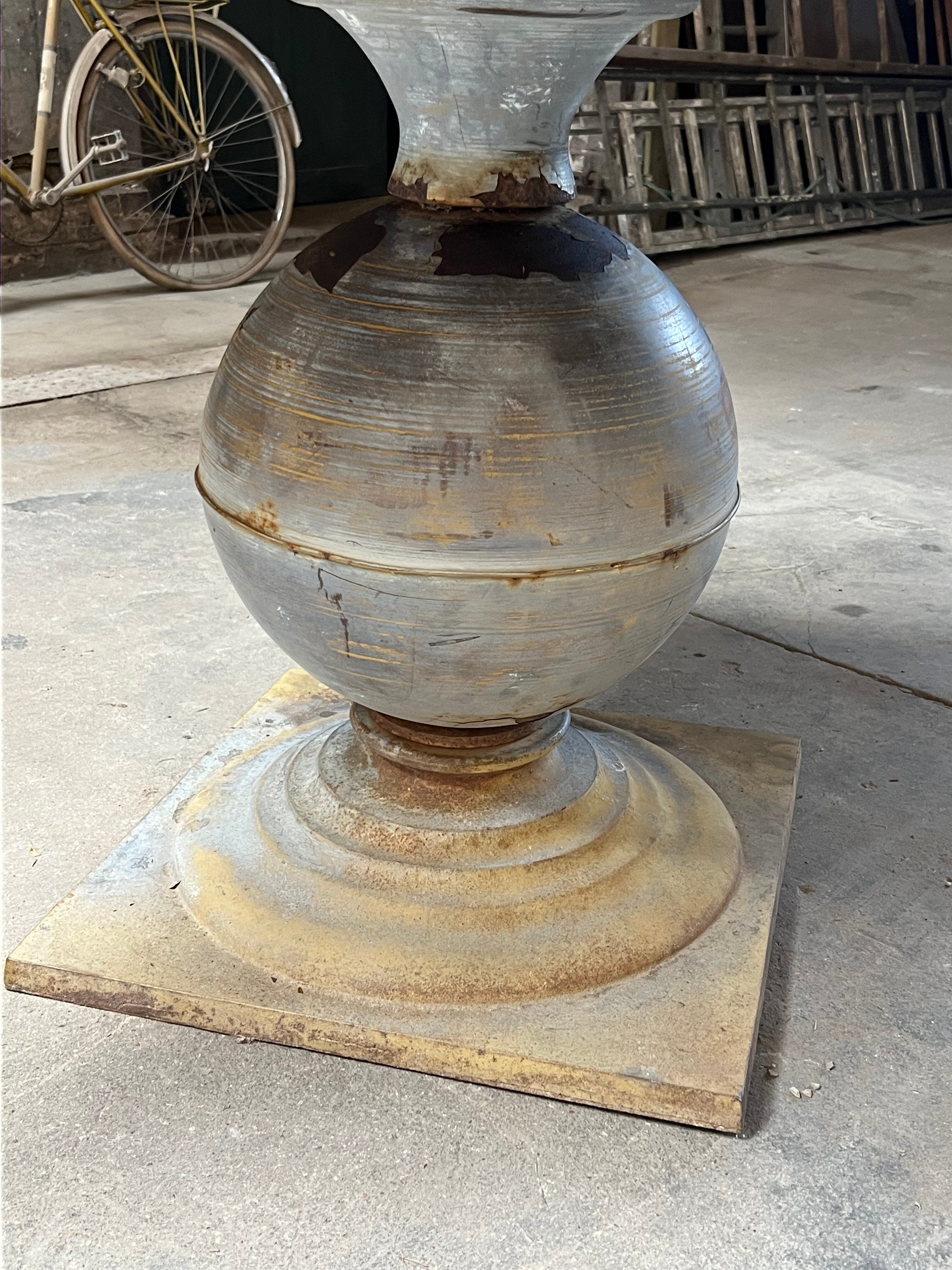 Patinated steel and zinc table
