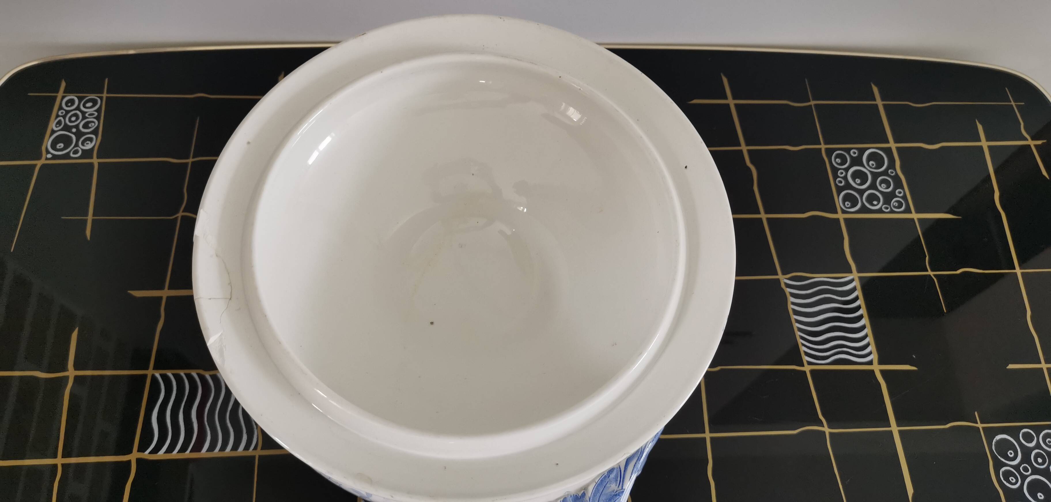 Sarreguemines U & C iron clay soup tureen "Jardinière" model