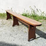 Authentic vintage farmhouse bench in varnished wood
