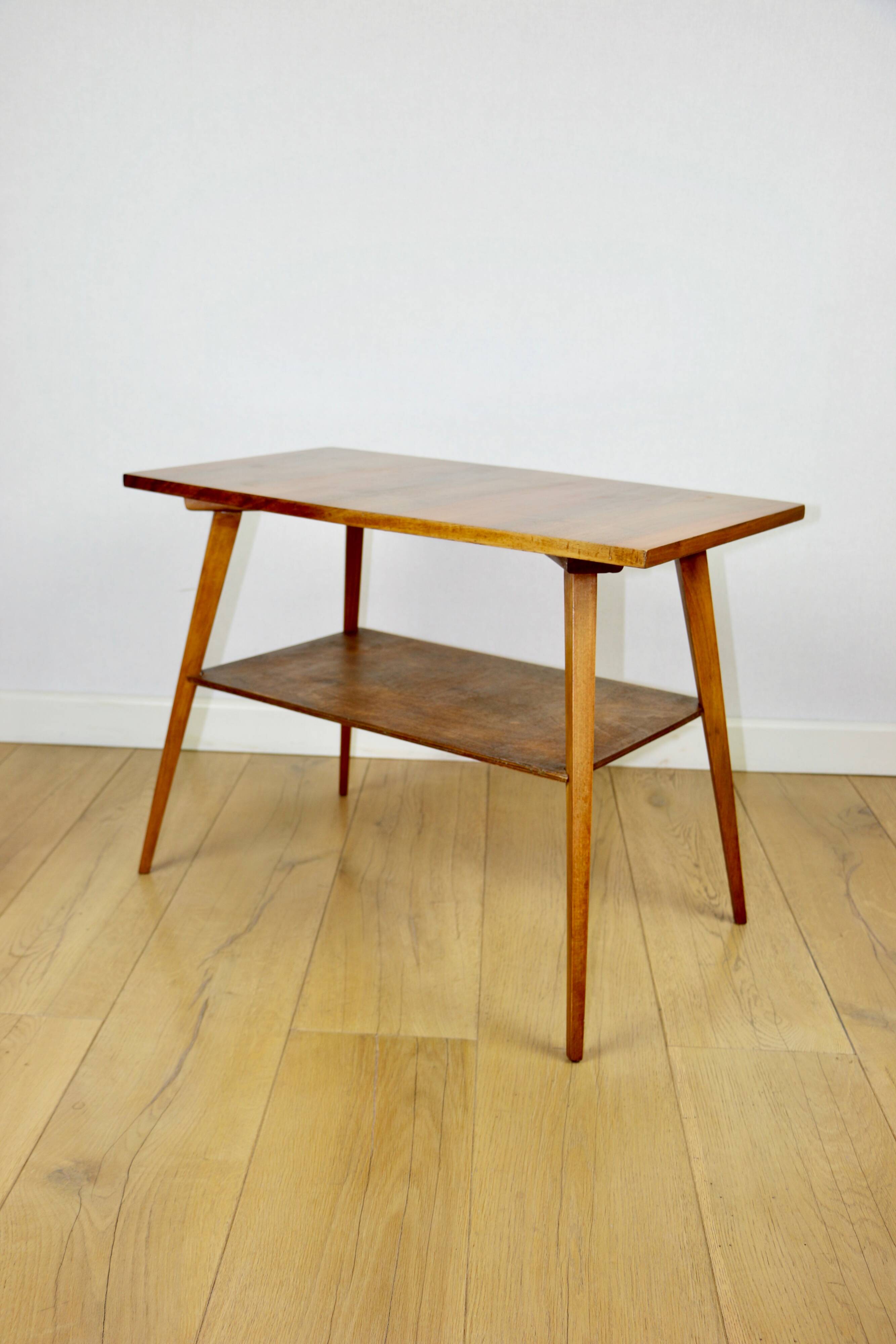 Polish coffee table console 1970s square-multifaceted