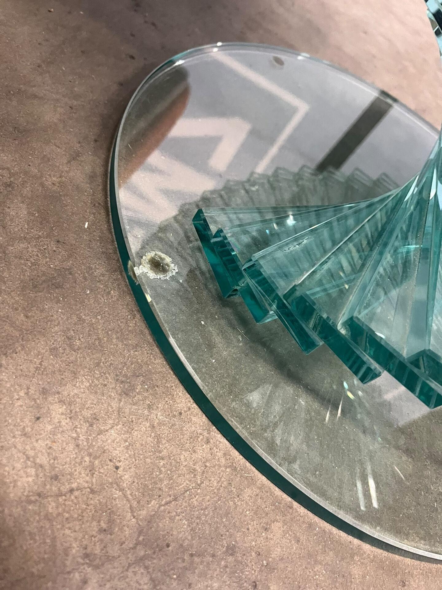 Vintage twisted glass table from the 90s.