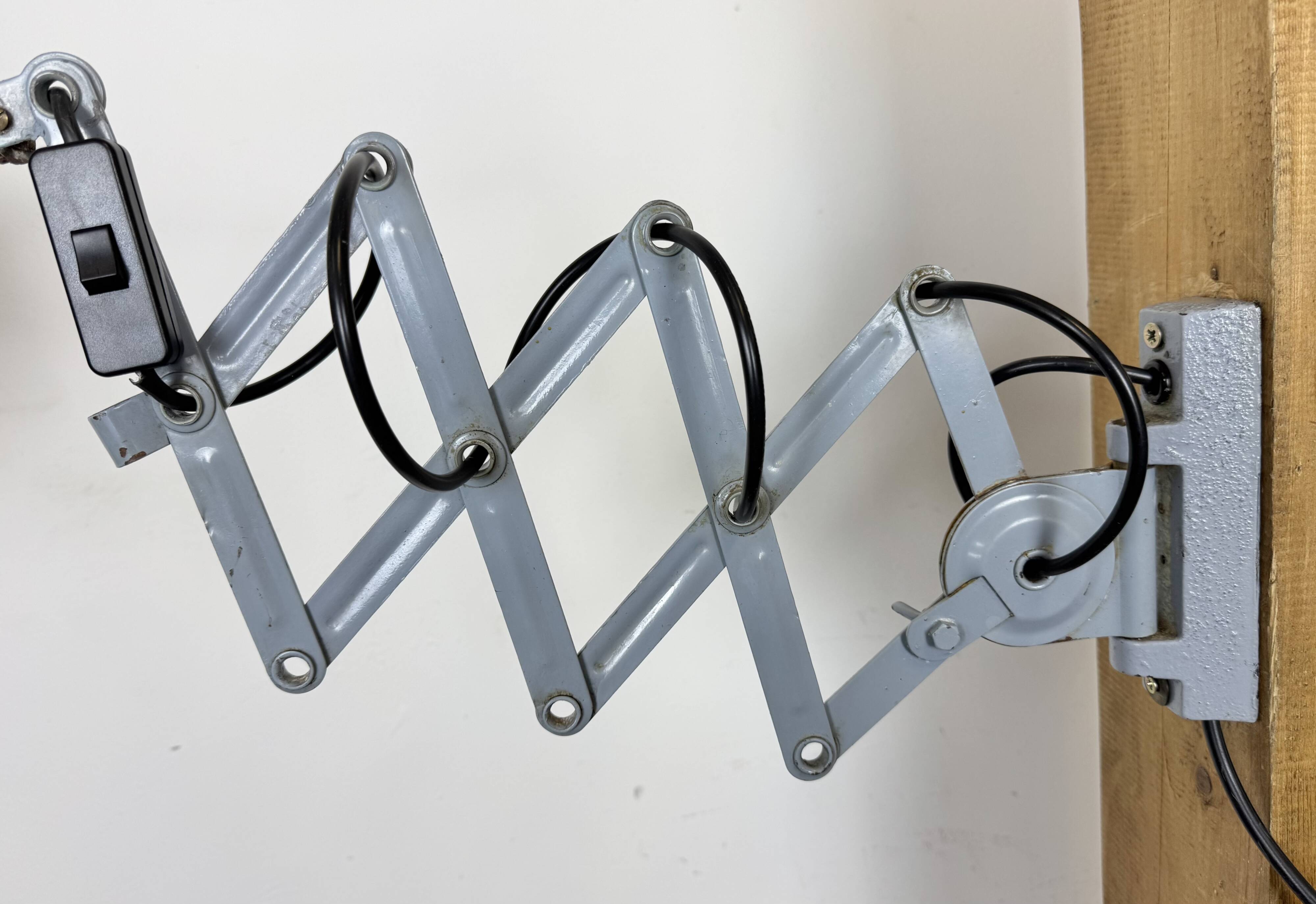 Grey Industrial Scissor Wall Lamp from Elektroinstala, 1960s