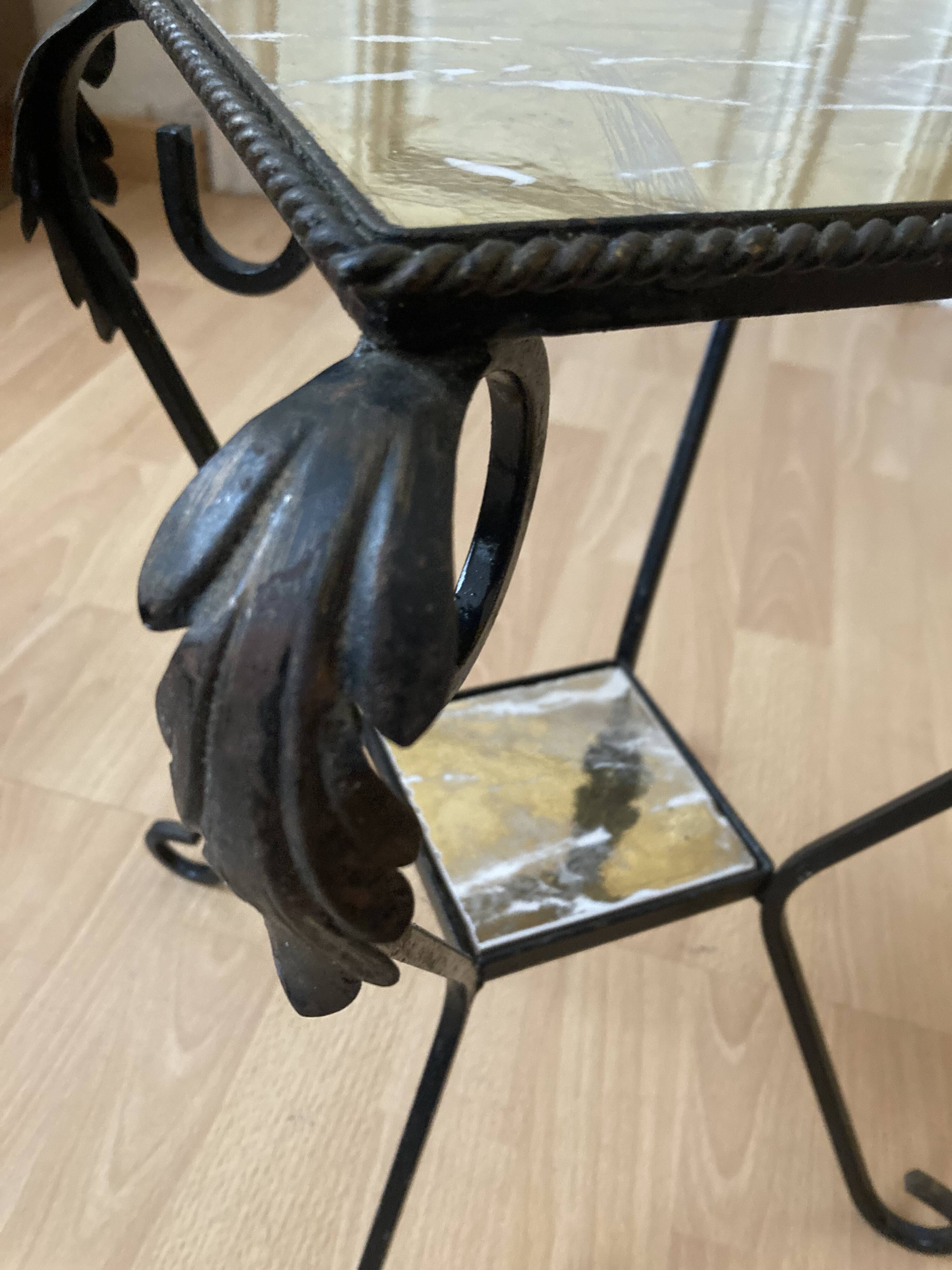 side table pedestal table wrought iron plant holder