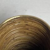 Pencil reed rattan and brass umbrella stand. or basket, Italy