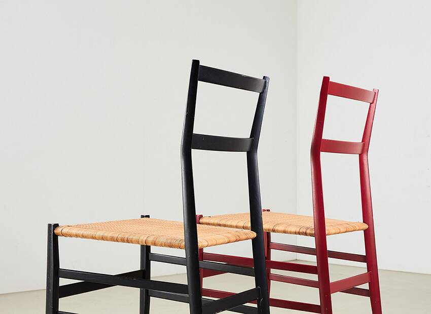 Gio Ponti Pair of Superleggera Chairs for Cassina Italy 1957