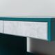 Vintage petrol green desk with drawers 1970s modernism