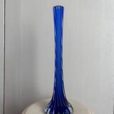 Vase soliflore bleu cobalt en verre de Murano
