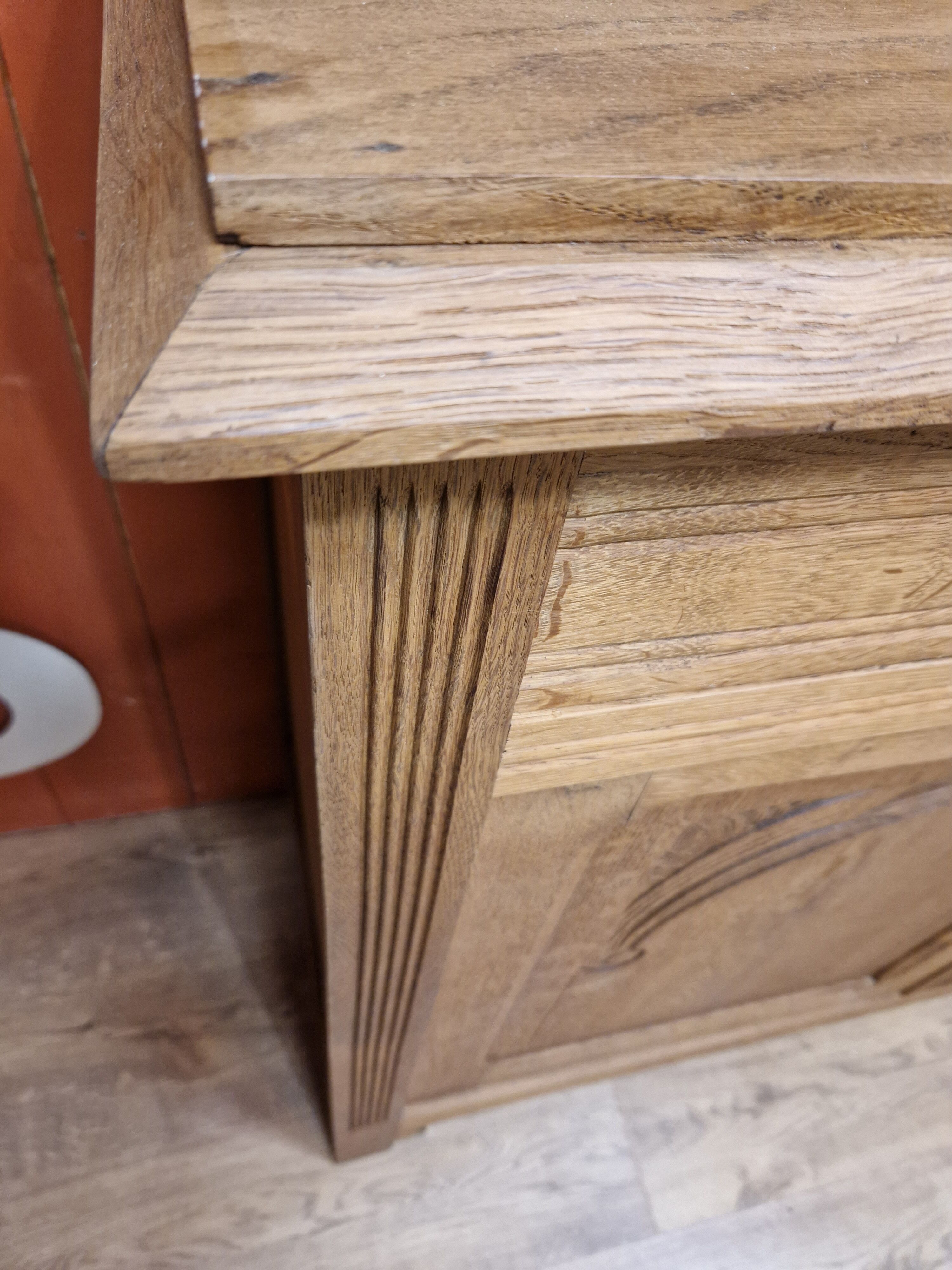 Sideboard two doors two drawers in renovated oak art deco style