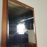Scandinavian bevelled mirror in 60s teak 37x77cm