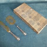 Duo de pelle and knife cake silver and gold metal circa 1950