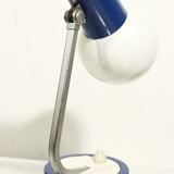 Lampe de bureau vintage métal peint blanc & bleu design Allemagne 1960s
