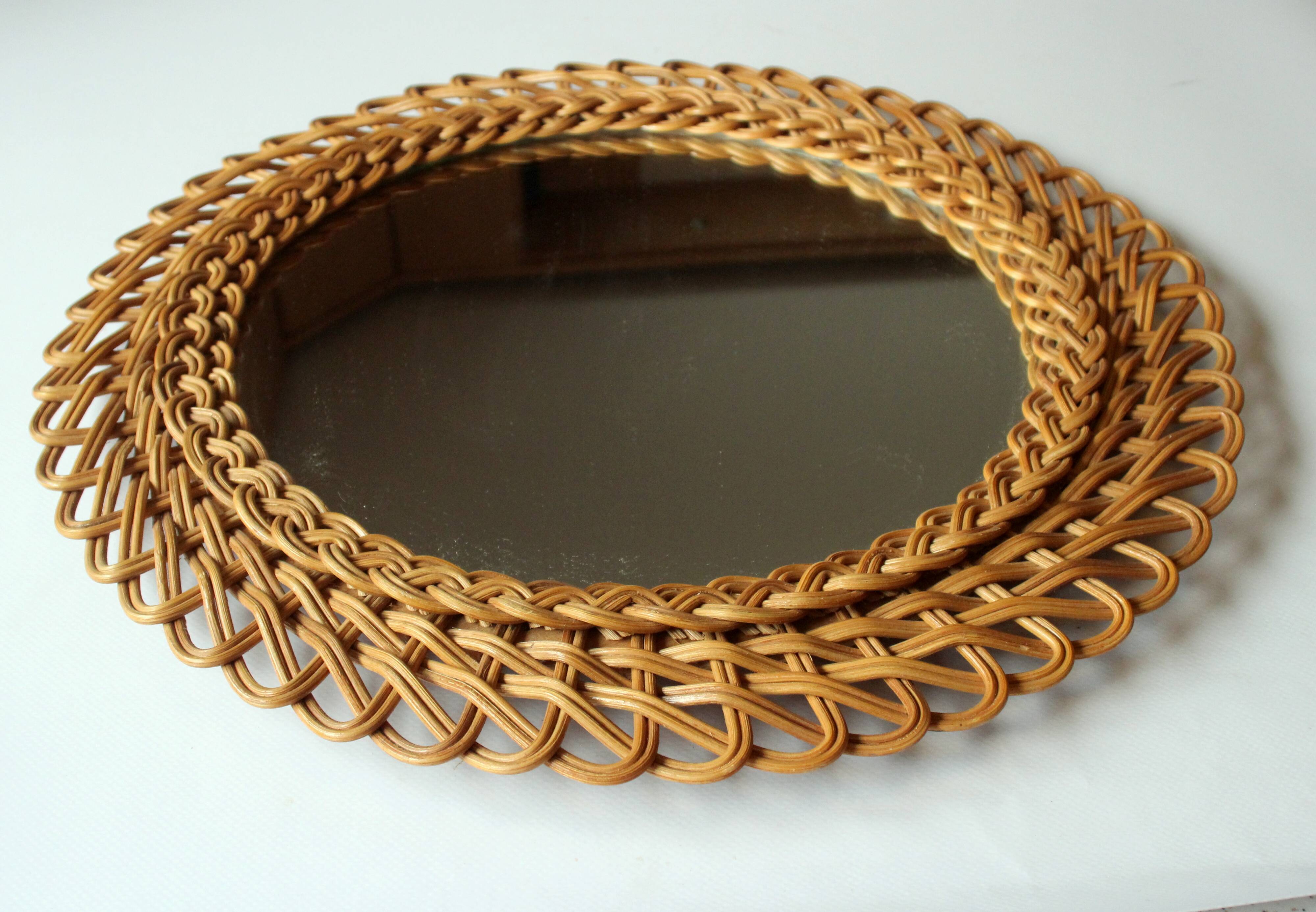 Wicker wall mirror - Vintage